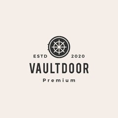 vault door locker hipster vintage logo vector icon illustration
