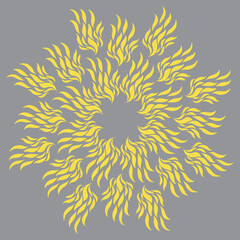 Easy abstract mandala with fiery rays. Flower Ornamental Illustration. For different greeting cards, invitations, backgrounds, prints. Digital drawing. Floral. Flower. Oriental.