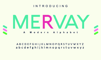 Mervay font. Minimal modern alphabet fonts. Typography minimalist urban digital fashion future creative logo font. vector illustration