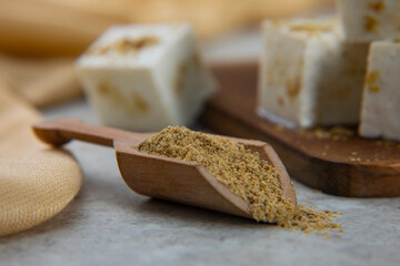 Diced Paneer or cottage cheese with Coriander powder 	