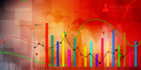 2d rendering Stock market online business concept. business Graph 
