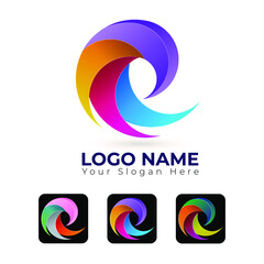 letter e abstract logo design