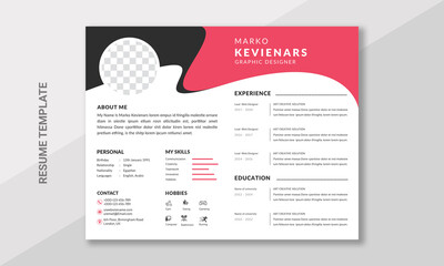 Pink stylish resume concept design