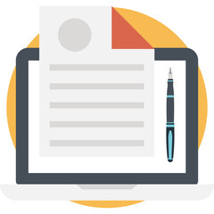 Fototapeta premium Online document form on computer screen. Vector agreement or contract icon in flat style 