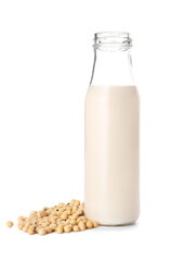 Bottle of soy milk isolated on white background