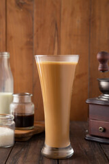  A tall Glass of Cold Coffee, Coffee Drink 	