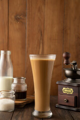  A tall Glass of Cold Coffee, Coffee Drink 	