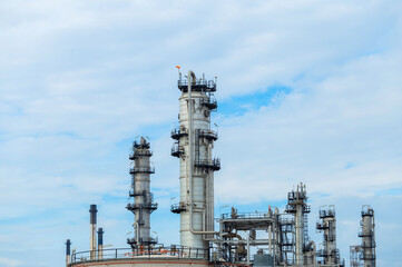 Industrial of oil refinery plant from industry zone ,Refinery factory oil storage tank and pipeline steel 