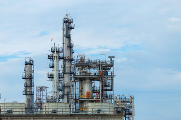 Industrial of oil refinery plant from industry zone ,Refinery factory oil storage tank and pipeline steel 