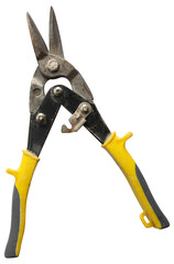 Building scissors isolated on white. Garden pruner