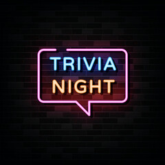 Fototapeta na wymiar Trivia Night Neon Signs Vector. Design Template Neon Style