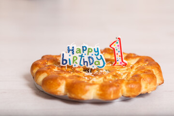 Birthday cake for the baby's first birthday. Decor for baby`s or child`s Birthday party.