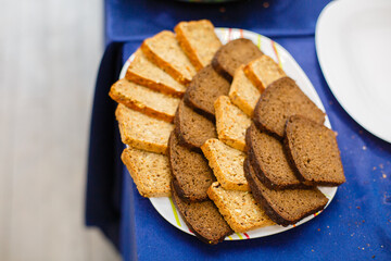 white and black bread on a plate