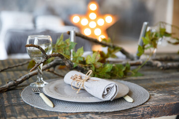 Table setting in vintage rustic style