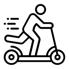 Kick Scooter Concept, Kid Riding the Bike Vector Icon Design, Green transport Symbol on white background, eco Motorized scooter Sign,