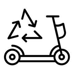 Electric Scooter Recycle Concept, Green Kick Bike Vector Icon Design, Green transport Symbol on white background, eco Motorized scooter Sign, 