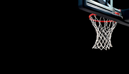 Fototapeta na wymiar Basketball hoops against black background. Banner art concept.