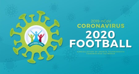 2020 Football Banner Caution Coronavirus Stop 2019 Ncov Outbreak Coronavirus Danger And Public Health Risk Disease And Flu Outbreak Cancellation Of Sporting Events And Matches Concept Illustration