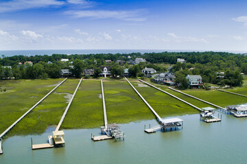 Fototapeta premium James Island, Folly Creek, Ashley River, Charleston SC - Aerial View (2020)
