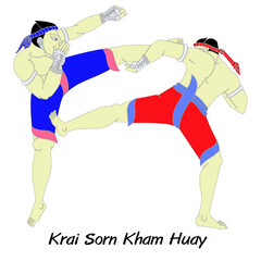 The Thai Art of Boxing, Minor Thai-style boxing winning card : 15 styles.
 1 of 15 styles of  Look Mai Muay Thai.This style is called Lion across the creek.
Thai language is called Kraisorn Kham Huay.