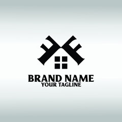 Obraz premium real estate logo design template, Construction Architecture Building 