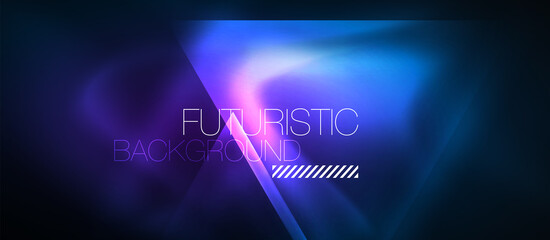 Neon geometric abstract background. Triangles with color glowing light effects in the dark. Vector illustration for covers, banners, flyers and posters and other