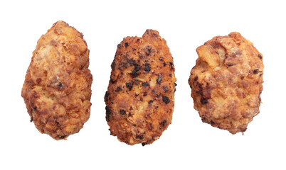 Fried meat cutlets isolated on a white