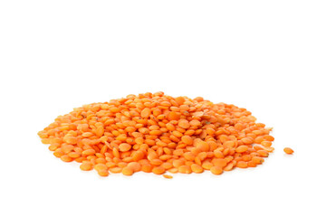 Heap of red legumes isolated on white background