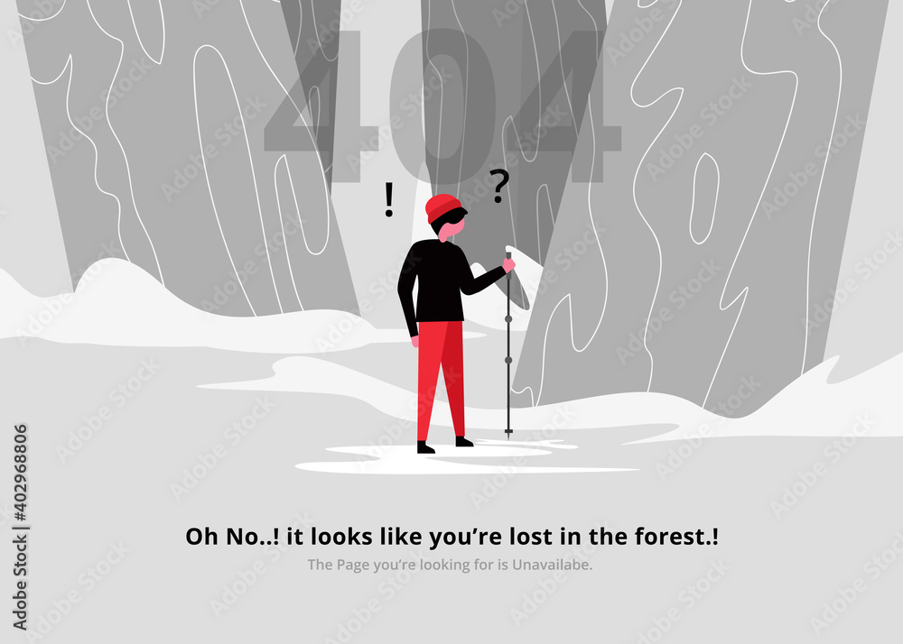Aufkleber error 404 web page design with lost boy