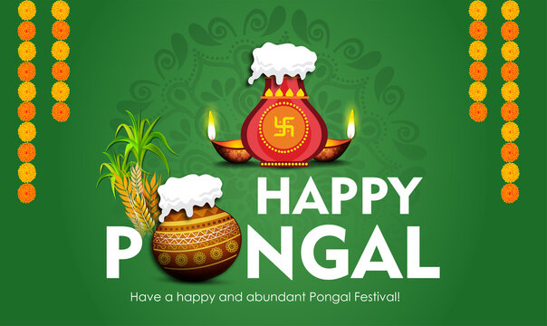 South Indian Festival Pongal Background Template Design Vector Illustration  Happy Pongal Holiday Harvest Festival of Tamil Nadu Stock Vector | Adobe  Stock