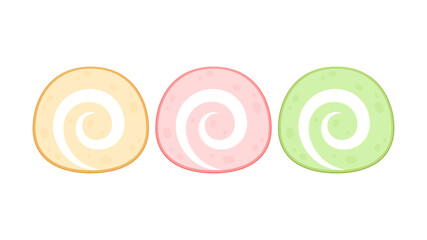 Swiss roll cake on white background. Swiss roll cake vector.