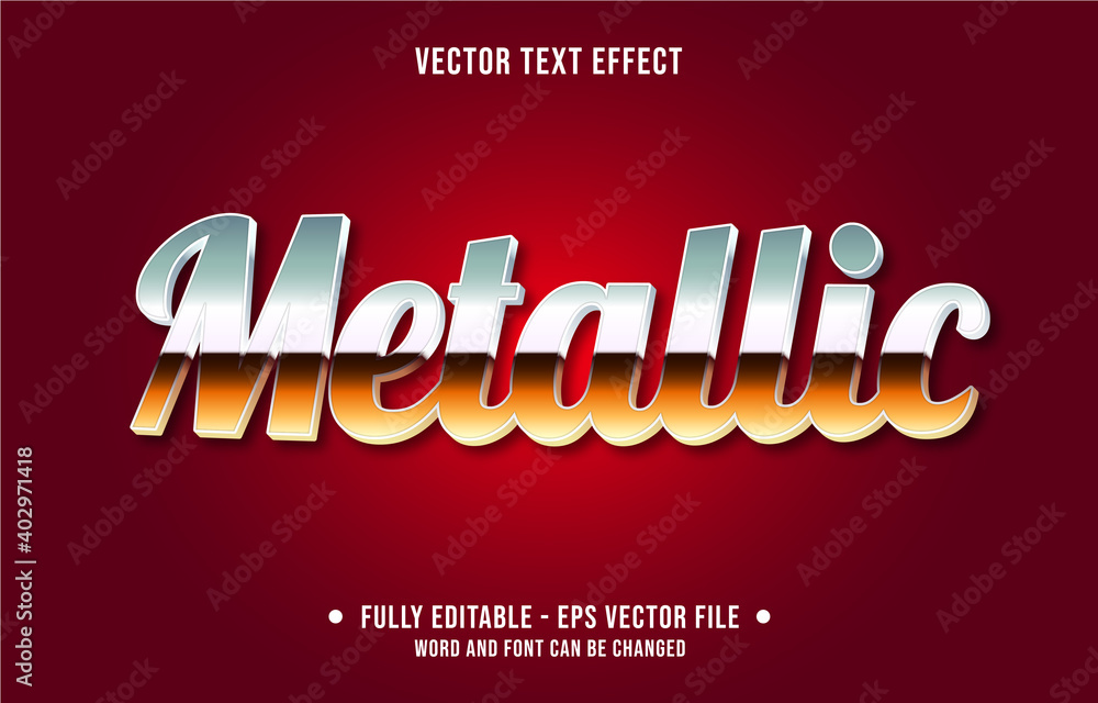 Sticker editable text effect - metallic chrome retro style