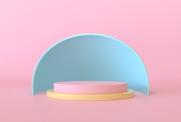 Abstract mock up pastel color Scene, pink geometric shape podium background,3d render.
