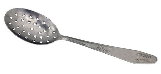 Steel skimmer isolated on white