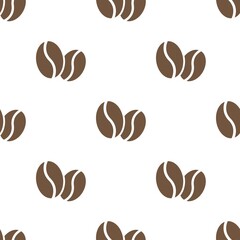seamless pattern with coffee beans on white background. Flat vector ornament.