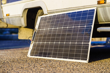 Solar photovoltaic panel at caravan