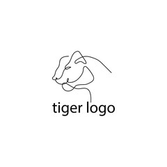 Tiger logo creative illustration single line vector design template