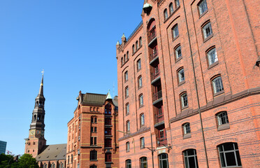 Obraz premium St Katharinen Kirche in hamburger speicherstadt, deutschland 