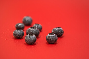 Blueberries on a sprayed surface