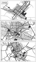 Fototapeta na wymiar Bayamo, Artemisa and Camaguey Cuba City Map Set.