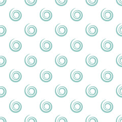 Seamless pattern with blue spirals or whirls on white. Water symbol.