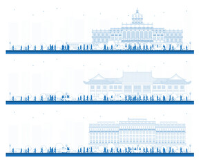 Outline University Campus Set. Study Banners.