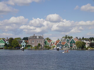 Fototapeta premium Photos of popular attractions in Zaandem, Netherlands, natural atmosphere. Beautiful windmill on 23 September 2017
