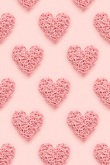 Fototapeta na wymiar Hearts pattern, Valentines Day abstract background. Flat lay.