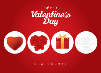 Happy Valentine's Day element in new normal concept