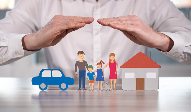 Concept of life, home and auto insurance