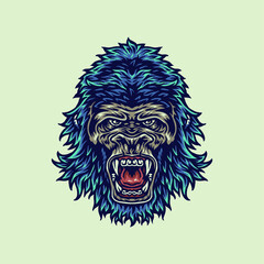 Obraz premium Vector illustration of gorilla, hand drawn line style with digital color, vector illustration