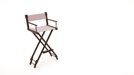 Fototapeta premium 3d illustration, folding chair, portable furniture. Furniture design element isolated on white background. Side view.