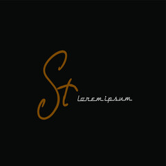 ST S T Initial handwriting creative fashion elegant design logo Sign Symbol template vector icon