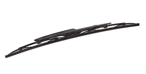 Old traditional windshield wiper blade on a white background